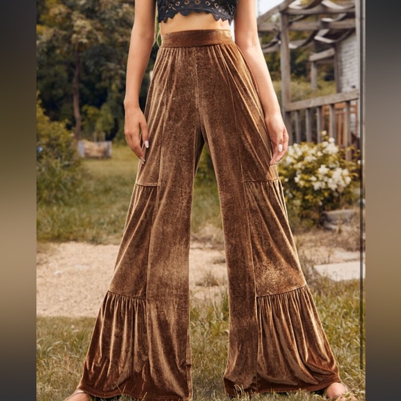 Luxe Velvet Wide Leg Palazzo Pants - Picture 7 of 8